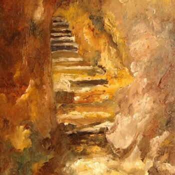 Peinture intitulée "passage dans le roc…" par Charles Peñalba, Œuvre d'art originale
