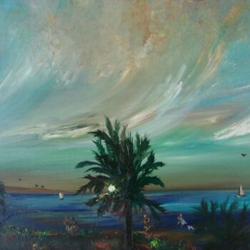 Peinture intitulée "Soleil dans le palm…" par Charles Peñalba, Œuvre d'art originale