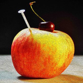Photography titled "Nail Apple Cherry I" by Charles Talkoff, Original Artwork, Digital Photography
