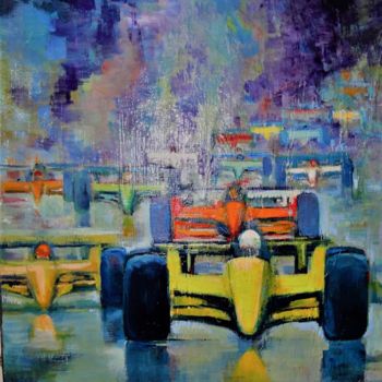 Painting titled "course formule 1-1.…" by Charles Tapiero, Original Artwork, Oil
