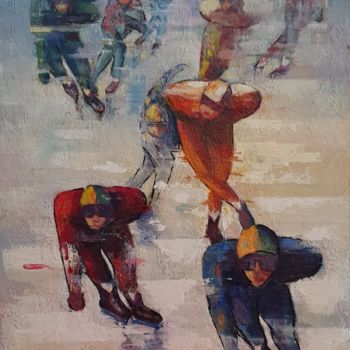 Schilderij getiteld "les patineurs.jpg" door Charles Tapiero, Origineel Kunstwerk, Olie