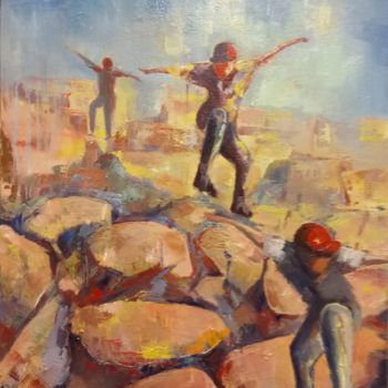 Painting titled "les  sauts" by Charles Tapiero, Original Artwork, Oil