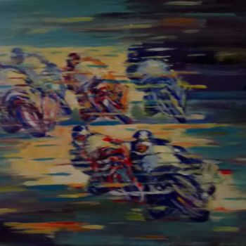 Painting titled "motards.jpg" by Charles Tapiero, Original Artwork, Acrylic