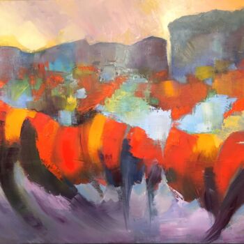 Painting titled "paysage abstrait" by Charles Tapiero, Original Artwork, Oil