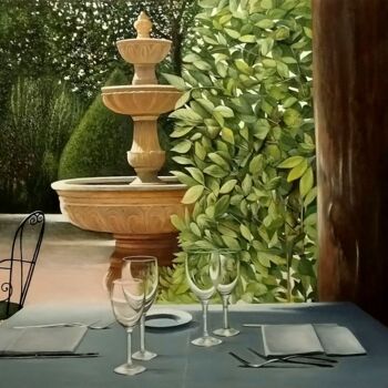 Painting titled "L'invitation" by Charles Unger, Original Artwork, Oil Mounted on Wood Stretcher frame