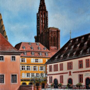 Peinture intitulée "Strasbourg - Pont d…" par Charles Unger, Œuvre d'art originale, Huile