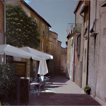 Painting titled "MENTON - Ruelle en…" by Charles Unger, Original Artwork, Oil Mounted on Wood Stretcher frame