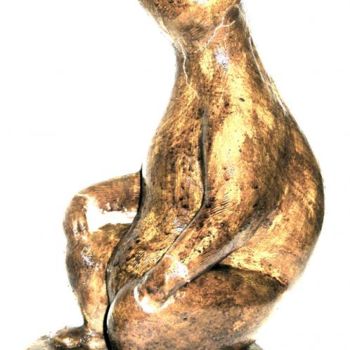 Escultura titulada "Ours assis Plâtre" por Charles Favard, Obra de arte original