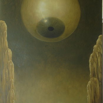 Malerei mit dem Titel "La Lutte" von Charles Andraos, Original-Kunstwerk, Öl