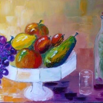 Painting titled "COUPE aux FRUITS" by Charles Bailly, Original Artwork, Oil