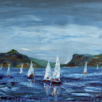 Painting titled "Les VOILES du LAC" by Charles Bailly, Original Artwork
