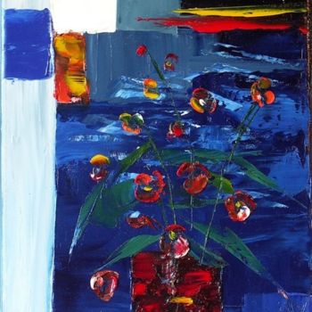 Painting titled "BOUQUET BLEU" by Charles Bailly, Original Artwork, Oil