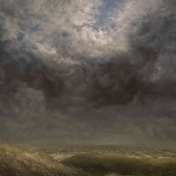 Painting titled "Avant l'orage" by Charles Dubus, Original Artwork, Oil Mounted on Wood Stretcher frame