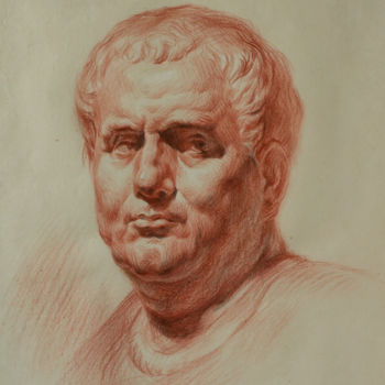 Tekening getiteld "Vitellius" door Charles Dubus, Origineel Kunstwerk, Pastel