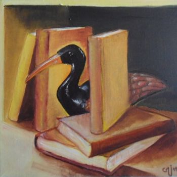 Pittura intitolato "le canard aux livres" da Charles Jacquet, Opera d'arte originale