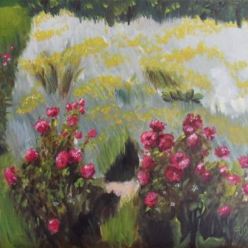 Painting titled "Rosiers sauvages à…" by Charles Jacquet, Original Artwork