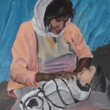 Pittura intitolato "maternité" da Charles Jacquet, Opera d'arte originale