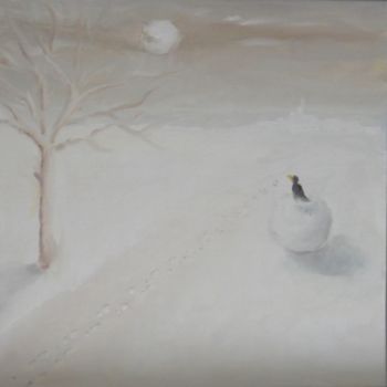 Painting titled "19 h en hiver" by Charles Jacquet, Original Artwork