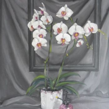 Malerei mit dem Titel "le cadre aux Orchid…" von Charles Jacquet, Original-Kunstwerk