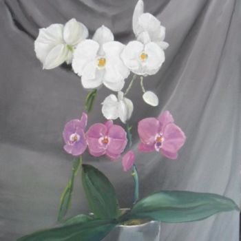Painting titled "Orchidées" by Charles Jacquet, Original Artwork