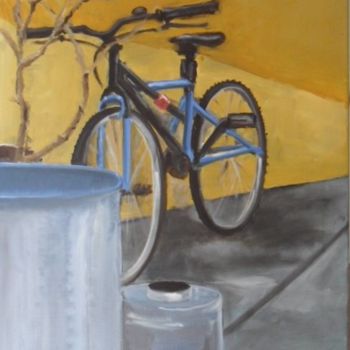 Painting titled "une bicyclette bleue" by Charles Jacquet, Original Artwork