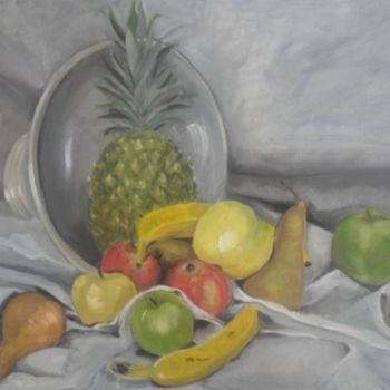 Painting titled "Appels et Pineappel" by Charles Jacquet, Original Artwork