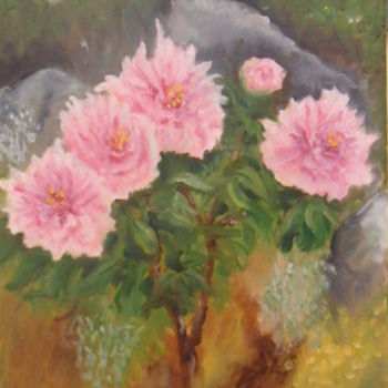 Painting titled "les Pivoines arbusi…" by Charles Jacquet, Original Artwork