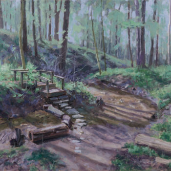 Painting titled "Aullwood Garden Park" by Charles Jiao, Original Artwork, Oil
