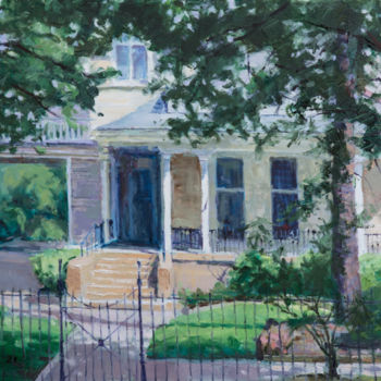 Painting titled "New Orleans House" by Charles Jiao, Original Artwork, Oil