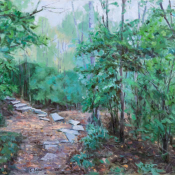 Painting titled "Rock Block Path" by Charles Jiao, Original Artwork, Oil