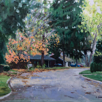 Painting titled "Fall Season Starts" by Charles Jiao, Original Artwork, Oil