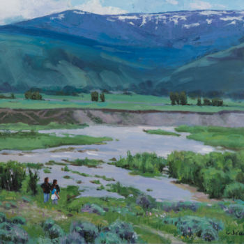 Painting titled "Yellowstone River" by Charles Jiao, Original Artwork, Oil
