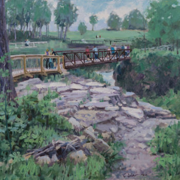 Pintura intitulada "Massies Creek Bridge" por Charles Jiao, Obras de arte originais, Óleo