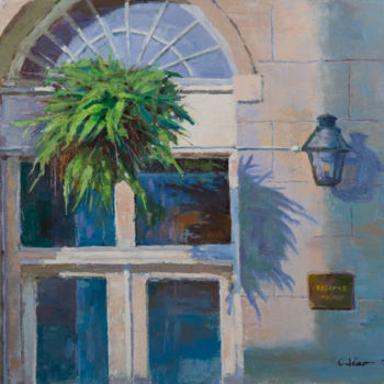 Painting titled "Restaurant Sidedoor" by Charles Jiao, Original Artwork, Oil