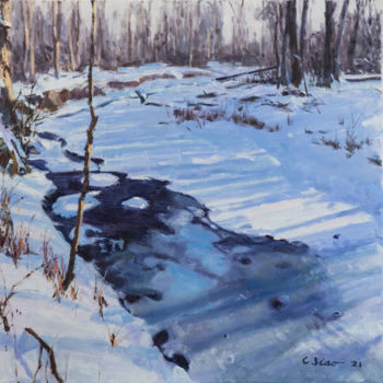 Painting titled "Melting" by Charles Jiao, Original Artwork, Oil
