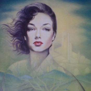 Painting titled "Simone Signoret" by Charles Michael, Original Artwork, Oil