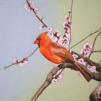 Painting titled "Red Cardinal one Sp…" by Chul Hong Park, Original Artwork, Acrylic
