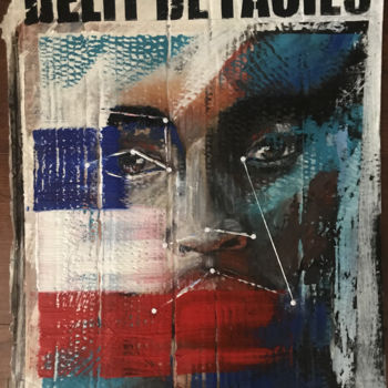 Painting titled "Délit de faciès" by Charli L, Original Artwork, Acrylic Mounted on Cardboard