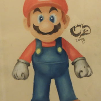 Drawing titled "Mario" by Charlie D, Original Artwork, Pastel