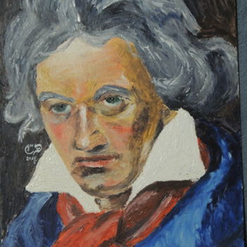 Malerei mit dem Titel "Beethoven brut" von Charlie D, Original-Kunstwerk, Öl