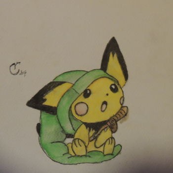 Painting titled "Pichu" by Charlie D, Original Artwork, Watercolor