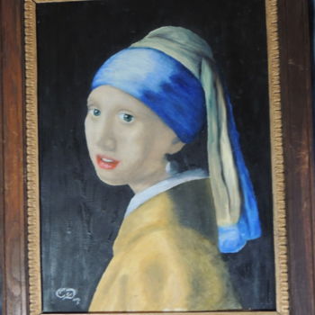 Pittura intitolato "La jeune fille à la…" da Charlie D, Opera d'arte originale, Olio