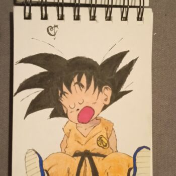 Painting titled "Goku (Dbz)" by Charlie D, Original Artwork, Pencil