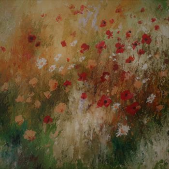 Картина под названием "Fleurs des champs/1" - Christian Charlier, Подлинное произведение искусства, Витражная роспись