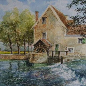 Painting titled "Loulin de Jarny" by Christian Charlier, Original Artwork, Watercolor