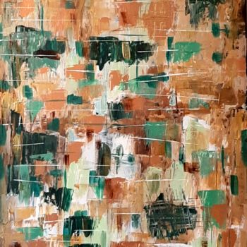Painting titled "Abstraction gold, w…" by Charlie Saumell, Original Artwork, Acrylic