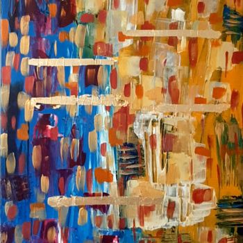 Painting titled "Abstraction blue, p…" by Charlie Saumell, Original Artwork, Acrylic