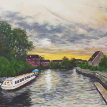 Painting titled "On the River Thames…" by Charlie Zhao, Original Artwork, Acrylic