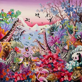 Peinture intitulée "Paradis flamboyant" par Charlotte Lachapelle, Œuvre d'art originale, Acrylique