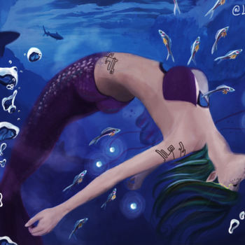 Digital Arts titled "mermaid" by Charlotte Lincoln, Original Artwork, 2D Digital Work